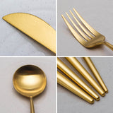 4 Pieces Matt Flatware set 18/11 Stainless Steel Cutlery set Gold