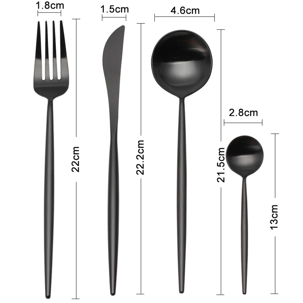 4 Pieces Matt Flatware set 18/11 Stainless Steel Cutlery set Black