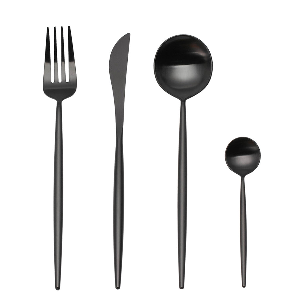 4 Pieces Matt Flatware set 18/11 Stainless Steel Cutlery set Black