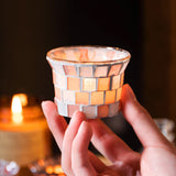 Glass Votive Candle Holders Set of 6, Mosaic Glass Tea Light Holders, Tealight Candle Holder, Candle Holders for Table Home Decor/Party Decoration