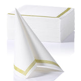 MORGIANA Airlaid White Napkins with Design White Paper Linen Feel Napkins Disposable Serviettes, 40 x 40cm, Pack of 50