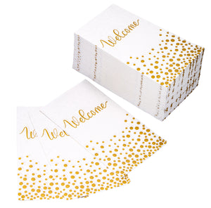 MORGIANA 100 PCS, “Welcome" Paper Napkins for Wedding 2ply, Disposable Napkins with Elegant Design Perfect for Wedding Special Events