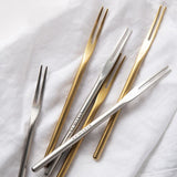 6 pieces 304 Matte Dessert Forks Stainless Steel Dessert Fork Gold Fruit Forks Japanese Style Afternoon Tea