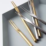 6 pieces 304 Matte Dessert Forks Stainless Steel Dessert Fork Gold Fruit Forks Japanese Style Afternoon Tea