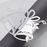 MORGIANA 50 Pieces 3D Christmas Bell Napkin Rings, Disposable Gold Silver Napkin Rings for Weddings Christmas Party Table Decoration