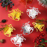 MORGIANA 50 Pieces 3D Christmas Bell Napkin Rings, Disposable Gold Silver Napkin Rings for Weddings Christmas Party Table Decoration