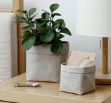 2PCS Washable Kraft Paper Bags Grey Eco-friendly Reusable Paper Bags Storage Bag for Fruits Bread Vegetables Plants