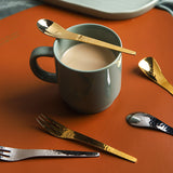 304 Stainless Steel Knife and Fork set Gold Coffee Spoons Dessert Spoon Fruit Fork Dessert Flatware Set