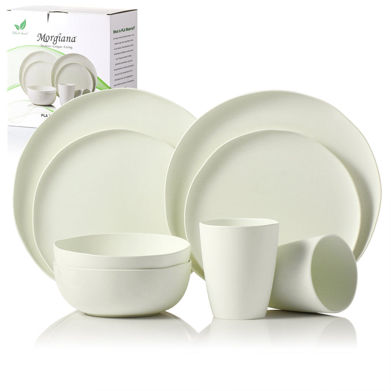 MORGIANA Disposable Tableware Set, Plastic Free Bamboo Plates, Eco