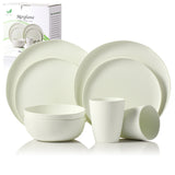 MORGIANA PLA Dinnerware Set Plant Based, 100% Composable Tableware Set, Reusable Dishwasher and Microwave Safe (White)