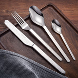 MORGIANA Silver Stainless Steel Flatware Sets, 16 Pieces Cutlery Serving Set, Silverware Set