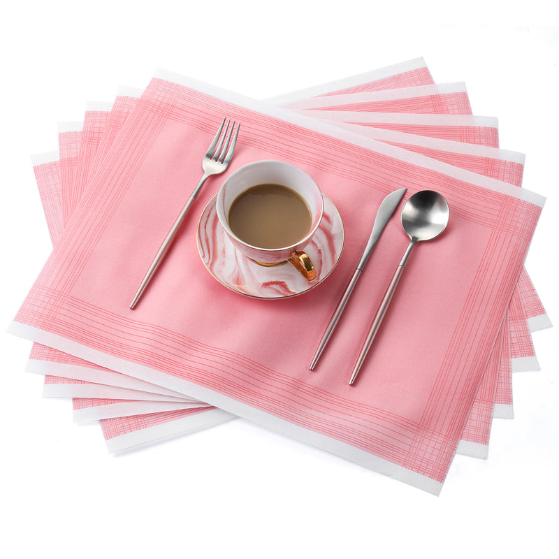 Disposable Table Mats, Linen Feel Airlaid Paper Placemat Pink, Eco Friendly Dining Placemat Party, Wedding, Restaurant, 43cm x 33cm, Pack of 50