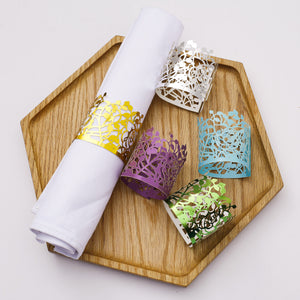MORGIANA 50pcs Disposable Rose Flower Paper Napkin Rings, Paper Rose Wedding Napkin Ring for Party