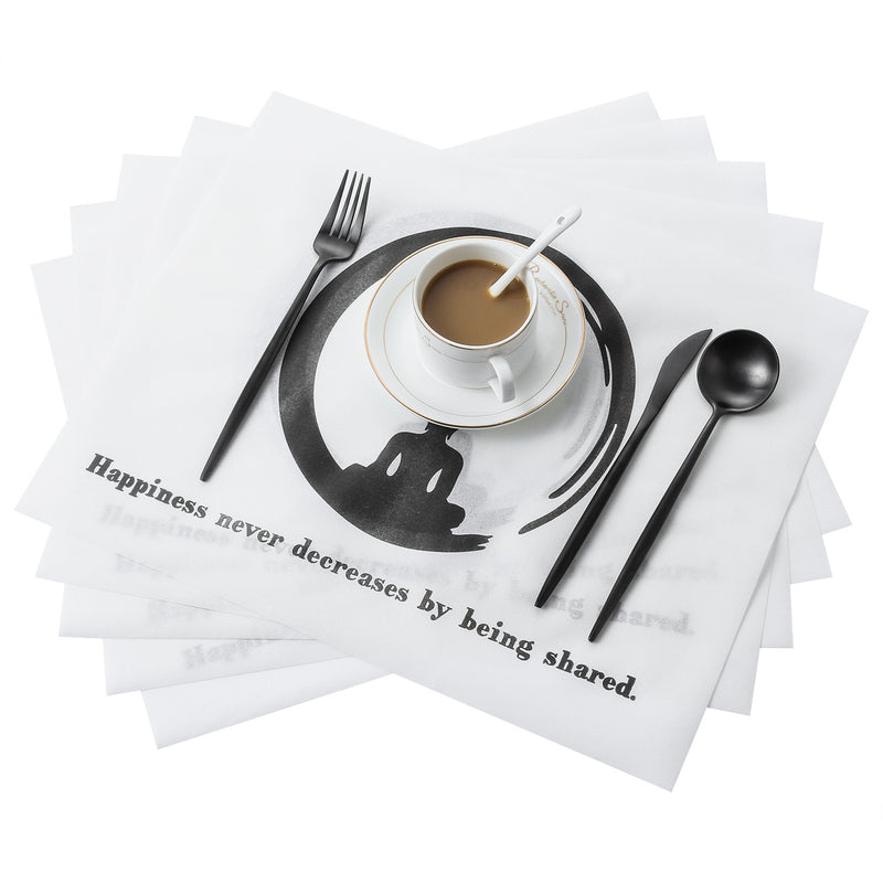 Buddha Disposable Table Mats, Linen Feel Airlaid Paper Placemat White, Eco Friendly Dining Placemat Party, Wedding, Restaurant, 43cm x 33cm, Pack of 50