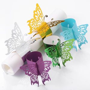 MORGIANA 50 Pieces Butterfly Paper Napkin Rings, Disposable Napkin Rings for Weddings Party Serviette Table Decoration