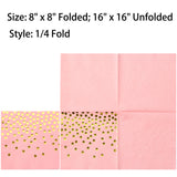 MORGIANA Airlaid Pink Napkins, Pink and Gold Linen Feel Napkins Wedding Napkin Serviettes, 40 x 40cm, Pack of 50