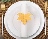 MORGIANA 50 Pieces Leaf Paper Napkin Rings, Disposable Fallen Leaves Napkin Rings for Weddings Party Serviette Table Decoration