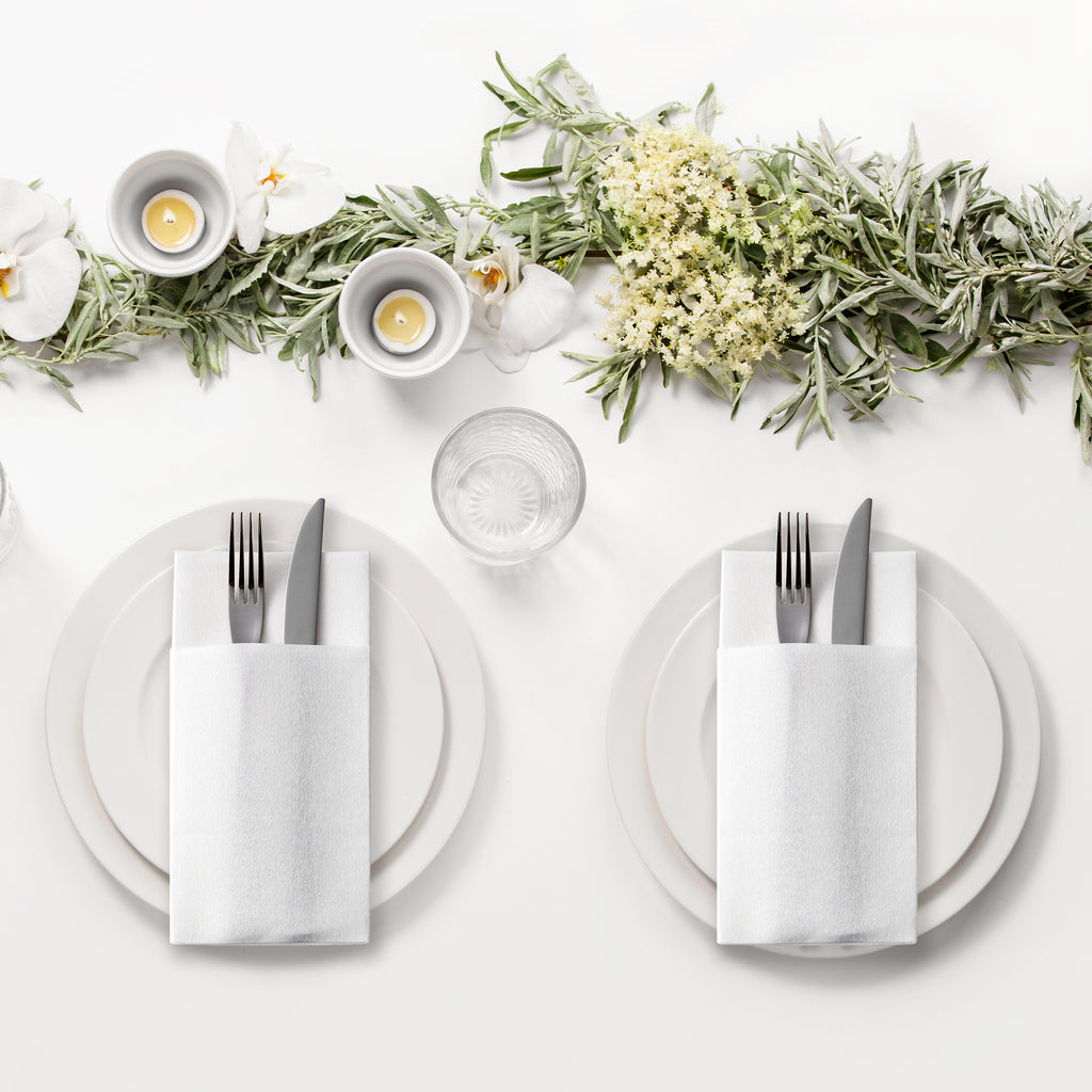 CECOMBINE 50Pcs Pocket Napkins, Disposble Cloth Like Napkins Built-in