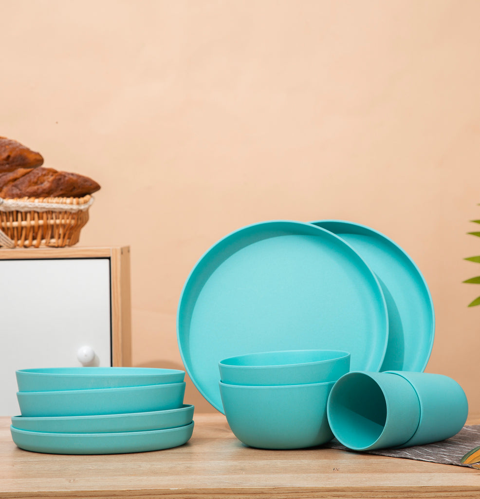 MORGIANA 10 Pieces Bamboo Dinnerware Set Eco-Friendly