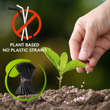 MORGIANA PLA Drinking Black Straws Disposable, Plant-based Flexible Straw, Eco friendly Straws for Cocktail Party 100 pack (Black)