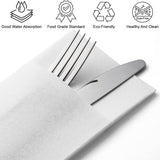 100PCS Disposable White Napkins with Built-in Flatware Pocket, Paper Hand Towel Linen Feel, Pre-folded Paper Airlaid Napkin for Dinner, Wedding, Party