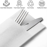 50PCS Disposable White Napkins with Built-in Flatware Pocket, Pocket Guest Towels Linen Feel, Pre-folded Airlaid Napkin for Weddins Party Christmas
