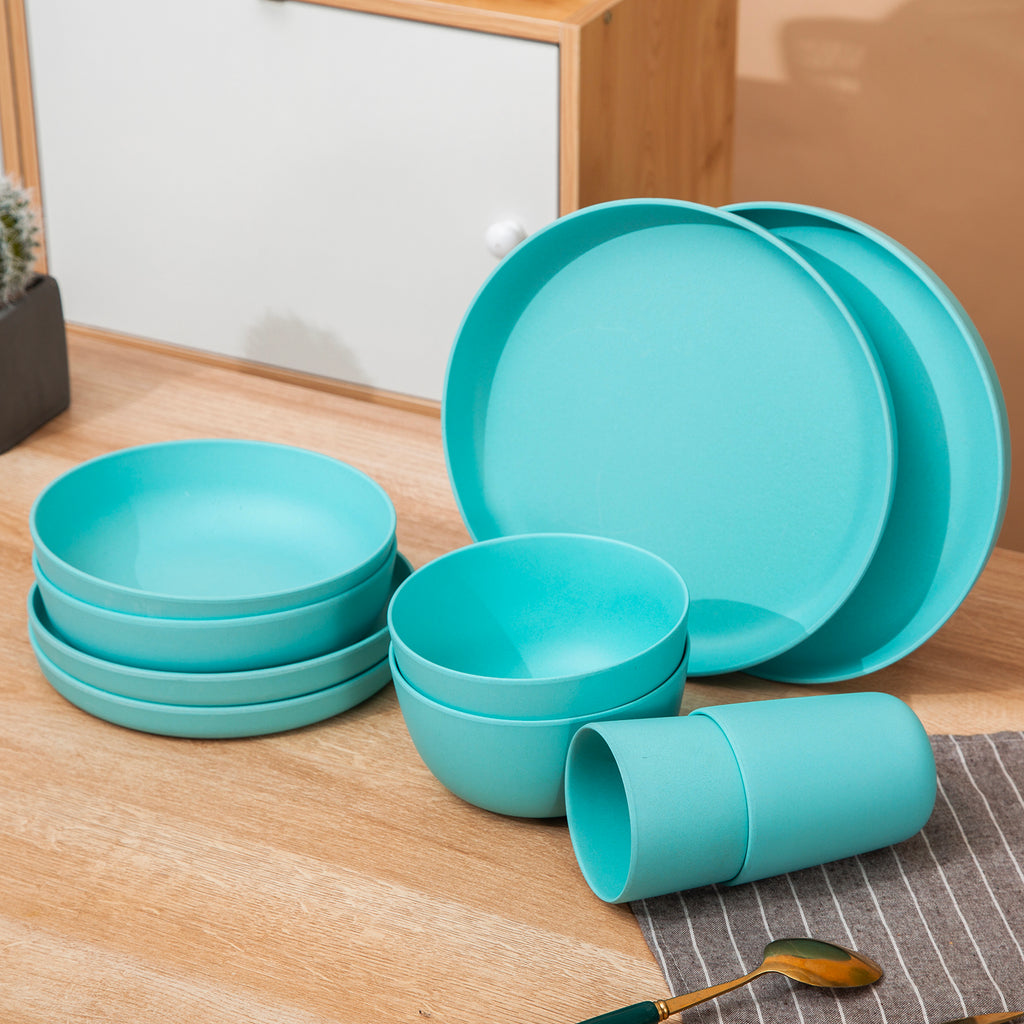 MORGIANA 10 Pieces Bamboo Dinnerware Set Eco-Friendly
