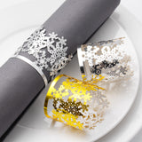 MORGIANA 50pcs Shiny Snow Paper Napkin Rings Gold Disposable Napkin Rings for Wedding Party Christmas