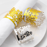 MORGIANA 50pcs Shiny Snow Paper Napkin Rings Gold Disposable Napkin Rings for Wedding Party Christmas