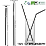 MORGIANA PLA Drinking Black Straws Disposable, Plant-based Flexible Straw, Eco friendly Straws for Cocktail Party 100 pack (Black)