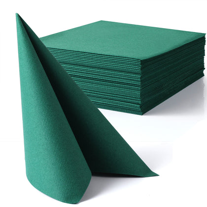 MORGIANA Airlaid Green Napkins Paper Christmas Linen Napkins Disposable Serviettes, 40 x 40cm, Pack of 50