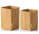 2PCS Washable Kraft Paper Bags Brown Eco-friendly Reusable Paper Bags Storage Bag for Fruits Bread Vegetables Plants