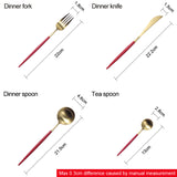24 Pieces Red and Gold Matt Flatware set 18/11 Stainless Steel Cutlery set