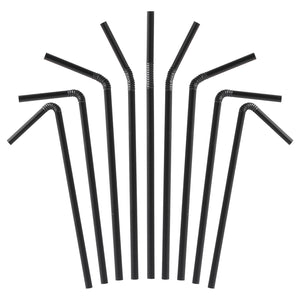 MORGIANA PLA Drinking Black Straws Disposable, Plant-based Flexible Straw, Eco friendly Straws for Cocktail Party 100 pack (Black)