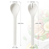 Morgiana Plant Based Salad Servers Resuable Salad Fork and Spoon Set,Microwave and Dishwasher Safe, Utensils for Kitchen,Home,Rv and Camping (White)