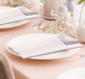 100PCS Disposable White Napkins with Built-in Flatware Pocket, Paper Hand Towel Linen Feel, Pre-folded Paper Airlaid Napkin for Dinner, Wedding, Party