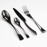 24 Pieces Black Silverware Shiny Black Flatware Set 18/11 Stainless Steel Cutlery Set