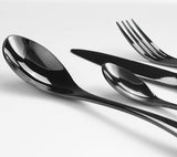 24 Pieces Black Silverware Shiny Black Flatware Set 18/11 Stainless Steel Cutlery Set