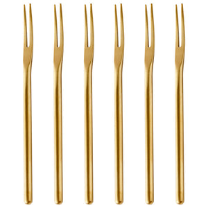 6 pieces 304 Matte Dessert Forks Stainless Steel Dessert Fork Gold Fruit Forks Japanese Style Afternoon Tea