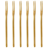 6 pieces 304 Matte Dessert Forks Stainless Steel Dessert Fork Gold Fruit Forks Japanese Style Afternoon Tea