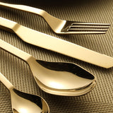 MORGIANA Gold Stainless Steel Flatware Sets, 16 Pieces Cutlery Serving Set, Silverware Set