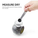 18/8 Stainless Steel Metal Measuring Spoons, Ergonomic Set of 6 for Dry and Liquid Ingredients, Narrow Shape Easily Fits in Spice Jars