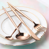 Shiny Rose Gold 8 Pieces Flatware Sets 18/10 Stainless Steel Cutlery Set, Service for 2