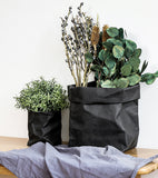 2PCS Washable Kraft Paper Bags Black Eco-friendly Reusable Paper Bags Storage Bag for Fruits Bread Vegetables Plants