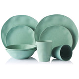 MORGIANA 8 Pieces Bamboo Plates Set Eco-Friendly & Biodegradable White Bamboo Plates for Camping Pincic Dinner set