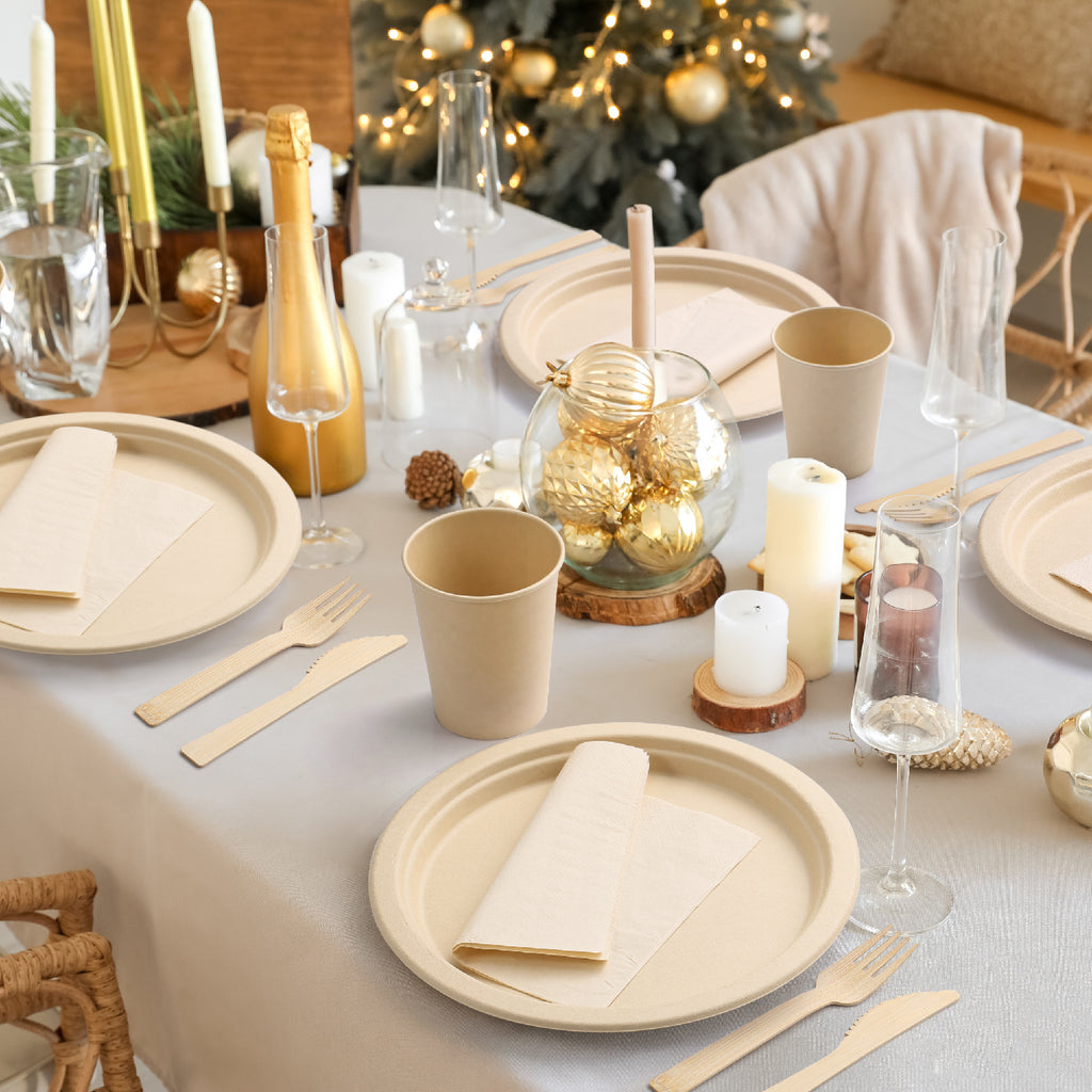 Christmas Paper Plates and Napkins Set - Disposable Dinnerware Table Decorations for Christmas Party, Includes Heavy Duty 9 inch Paper Plates, Cups