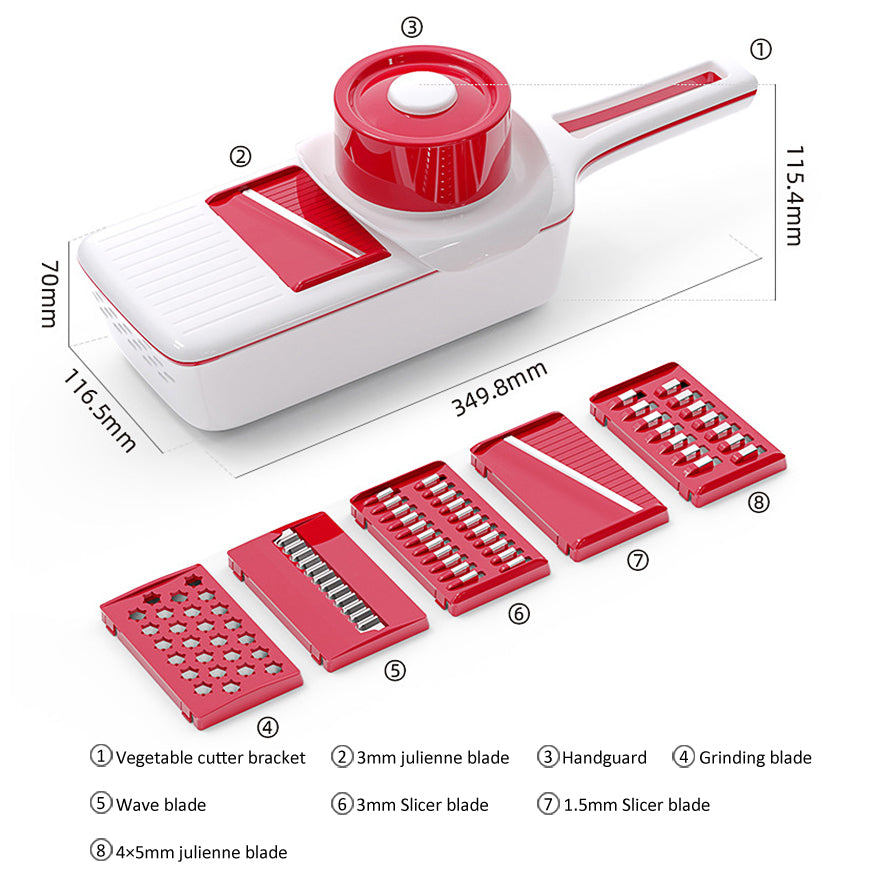 Vegetable Chopper, Food Slicer Dicer, 6 Interchangeable Blades Set with Food Container for Potato Tomato Onion Salad Fruit
