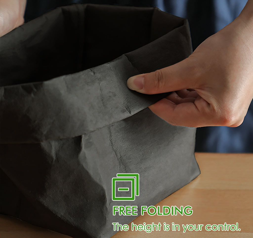 2PCS Washable Kraft Paper Bags Black Eco-friendly Reusable Paper Bags Storage Bag for Fruits Bread Vegetables Plants