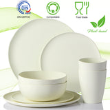 MORGIANA PLA Dinnerware Set Plant Based, 100% Composable Tableware Set, Reusable Dishwasher and Microwave Safe (White)
