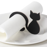 Morgiana 20pcs Paper Napkin Rings Black Cat Design Table Decoration Cat Card